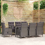 vidaXL 3-delige Tuinset poly rattan grijs