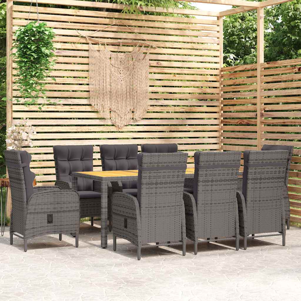 vidaXL 3-delige Tuinset poly rattan grijs