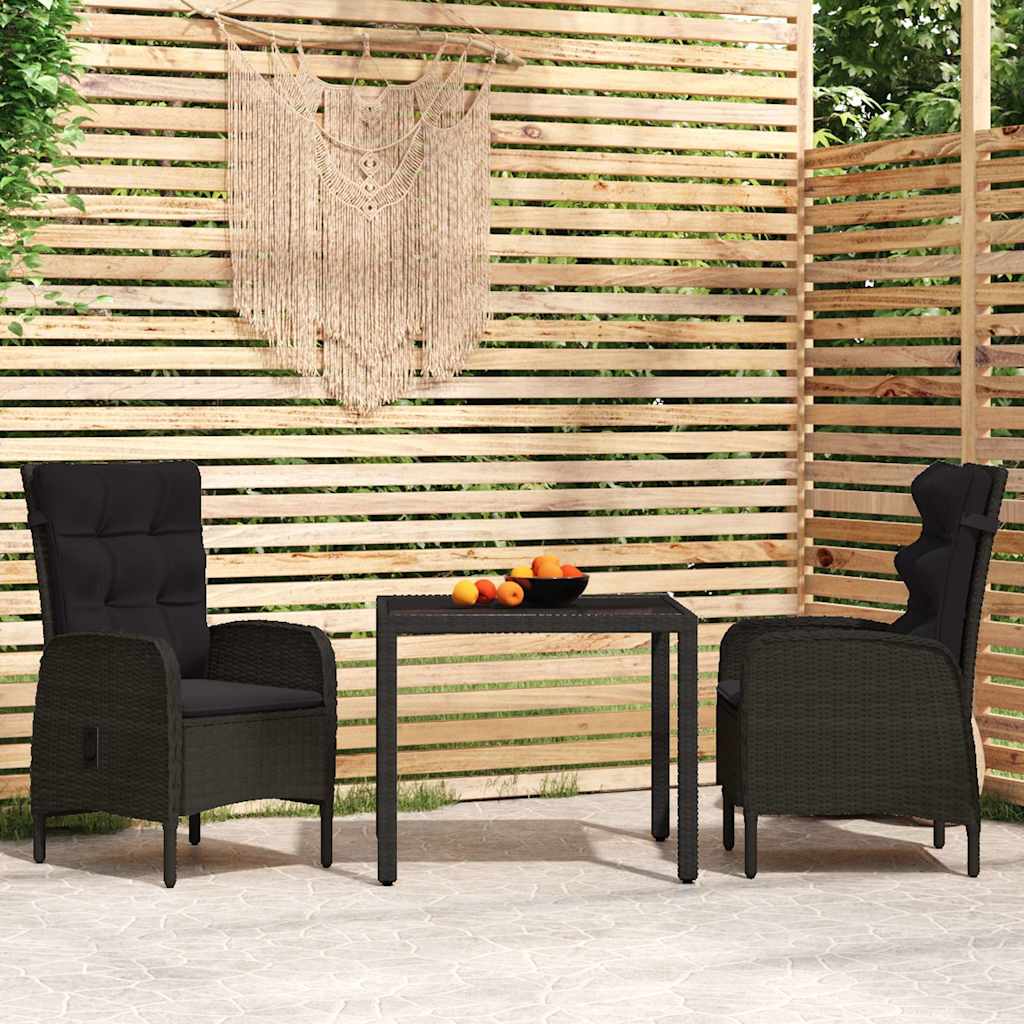 vidaXL 3-delige Tuinset poly rattan grijs