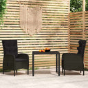 vidaXL 3-delige Tuinset poly rattan grijs