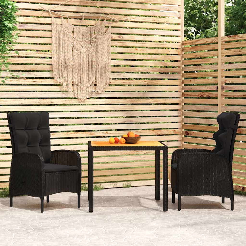 vidaXL 3-delige Tuinset poly rattan grijs