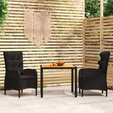 vidaXL 3-delige Tuinset poly rattan grijs
