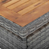 vidaXL 3-delige Tuinset poly rattan en glas grijs