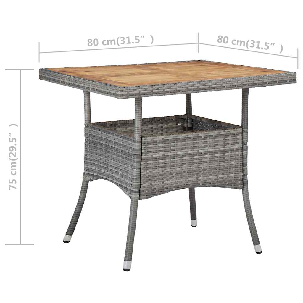vidaXL 3-delige Tuinset poly rattan en glas grijs