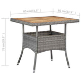 vidaXL 3-delige Tuinset poly rattan en glas grijs
