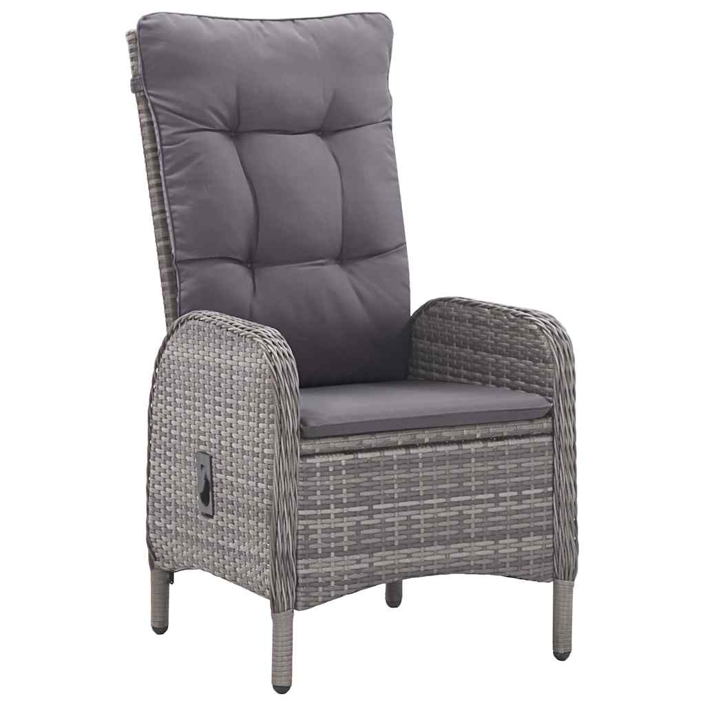 vidaXL 3-delige Tuinset poly rattan en glas grijs