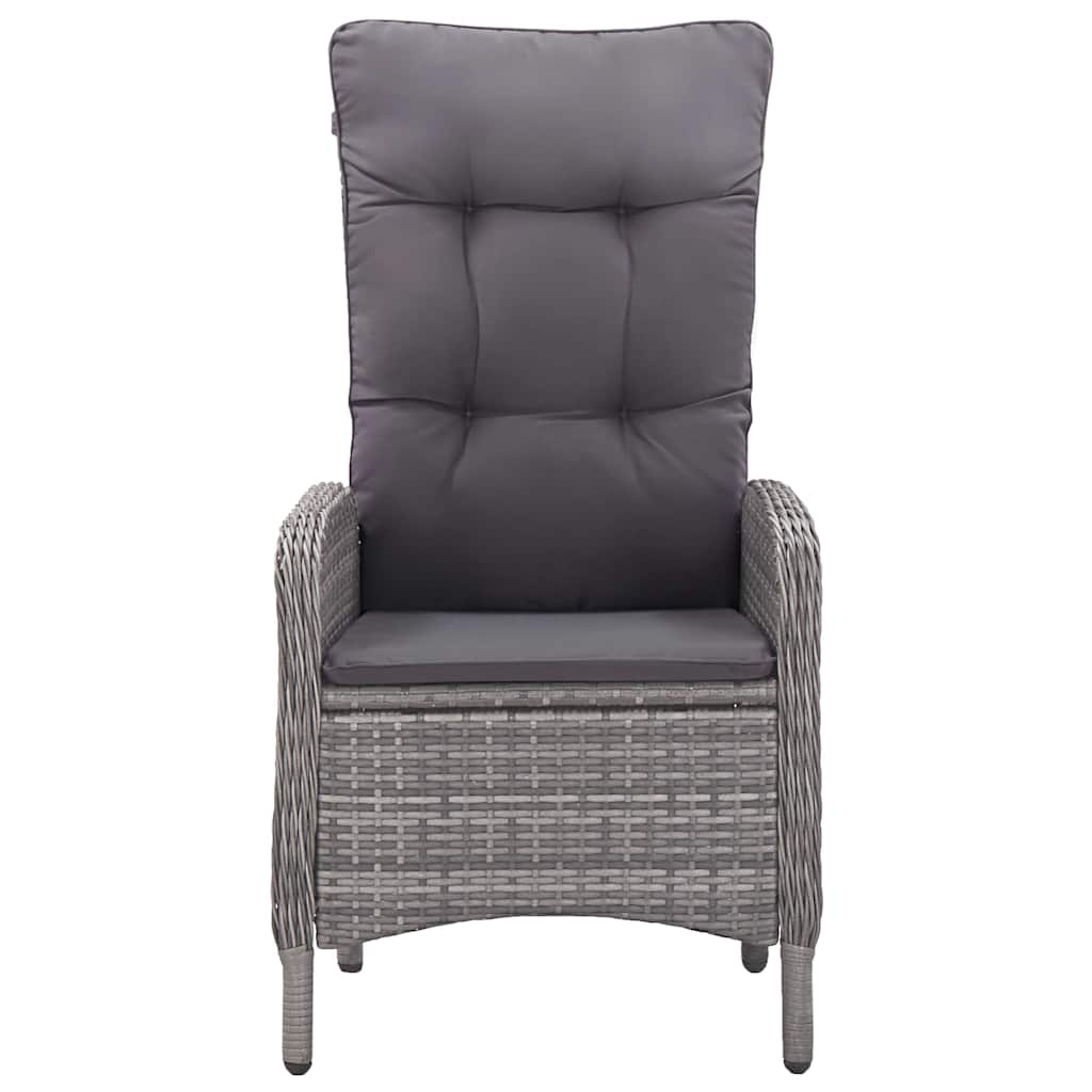 vidaXL 3-delige Tuinset poly rattan en glas grijs