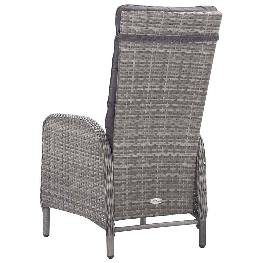 vidaXL 3-delige Tuinset poly rattan en glas grijs