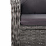 vidaXL 3-delige Tuinset poly rattan en glas grijs