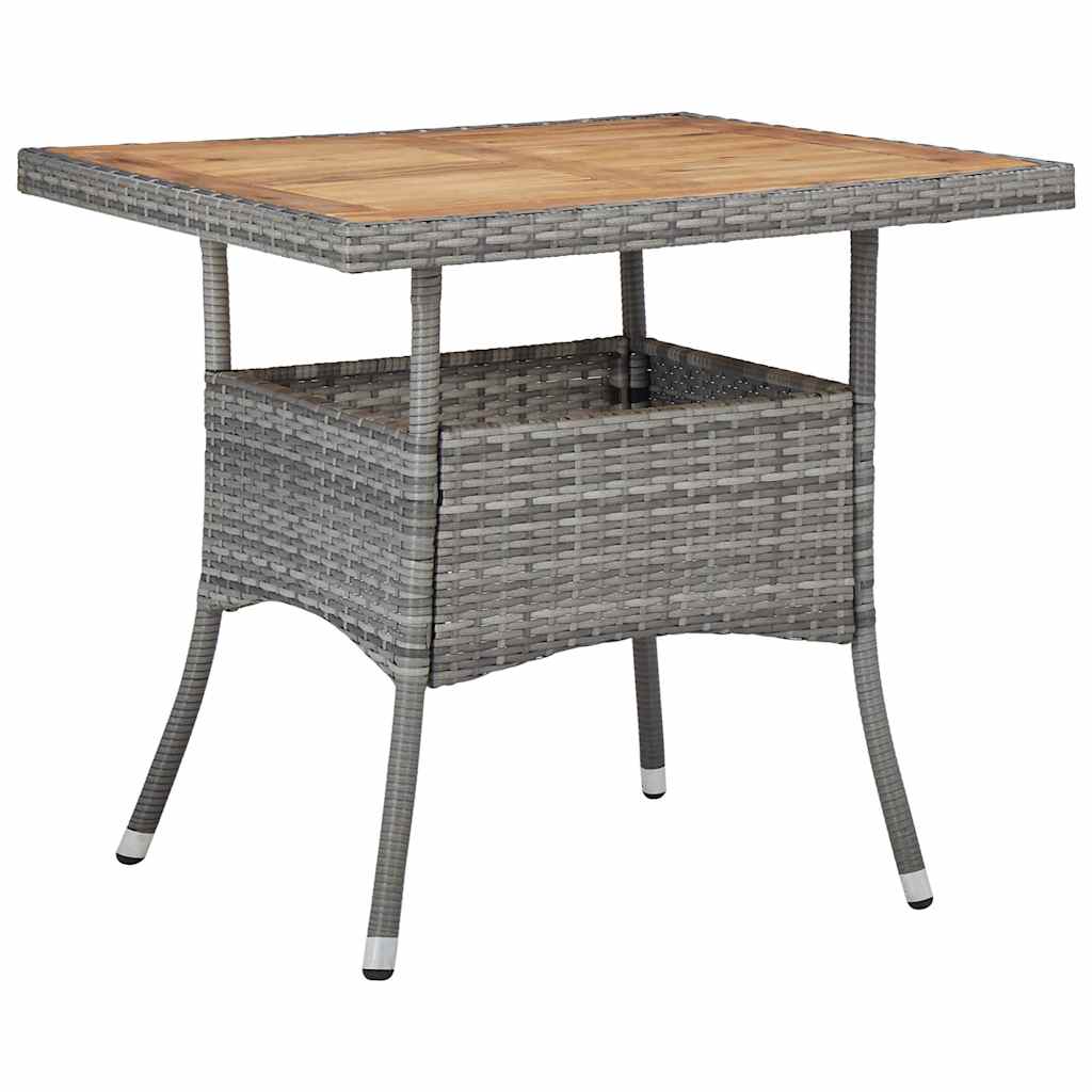 vidaXL 3-delige Tuinset poly rattan en glas grijs