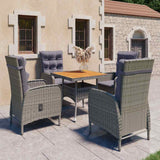 vidaXL 3-delige Tuinset poly rattan en glas grijs