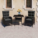 vidaXL 3-delige Tuinset poly rattan en glas grijs