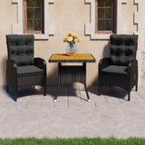 vidaXL 3-delige Tuinset poly rattan en glas grijs