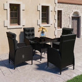 vidaXL 3-delige Tuinset poly rattan en glas grijs