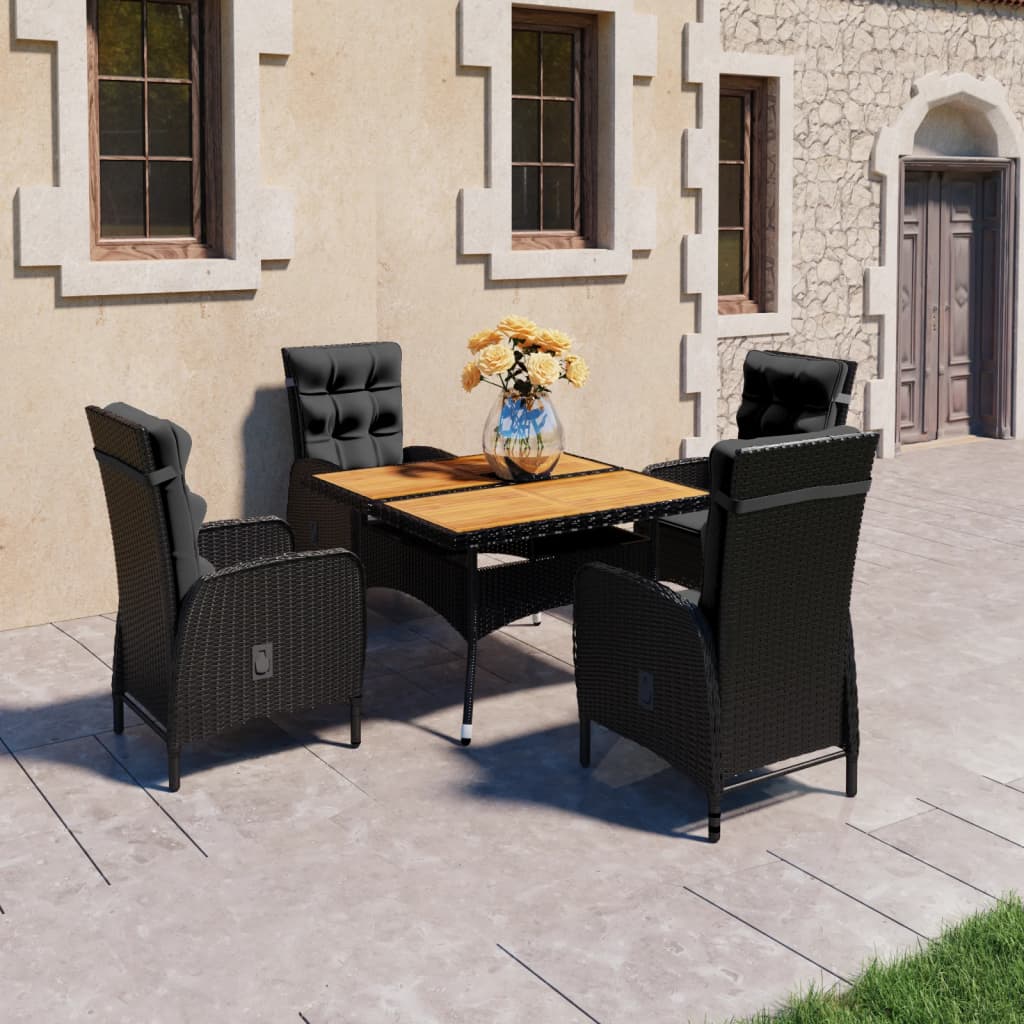 vidaXL 3-delige Tuinset poly rattan en glas grijs