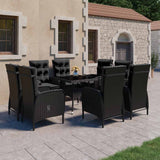 vidaXL 3-delige Tuinset poly rattan en glas grijs