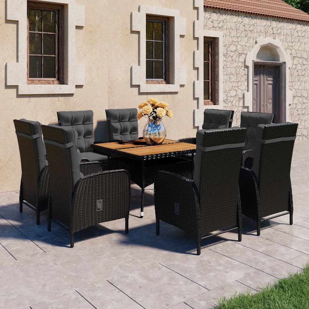 vidaXL 3-delige Tuinset poly rattan en glas grijs