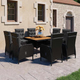 vidaXL 3-delige Tuinset poly rattan en glas grijs
