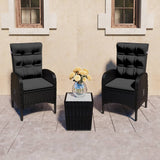 vidaXL 3-Piece Bistro Set Poly Rattan and Glass Grey