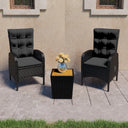 vidaXL 3-delige Bistroset poly rattan en glas grijs