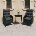 vidaXL 3-delige Bistroset poly rattan en glas grijs