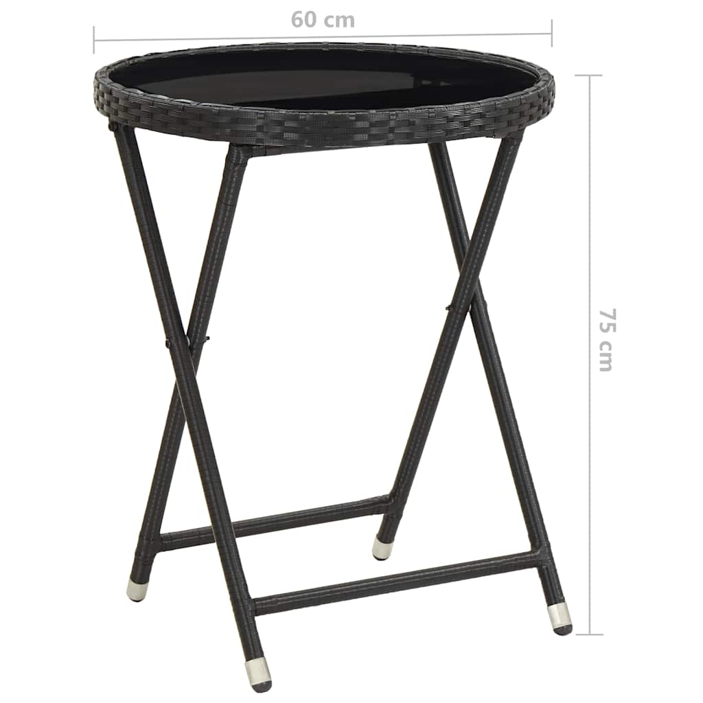 vidaXL 3-delige Bistroset poly rattan en glas grijs