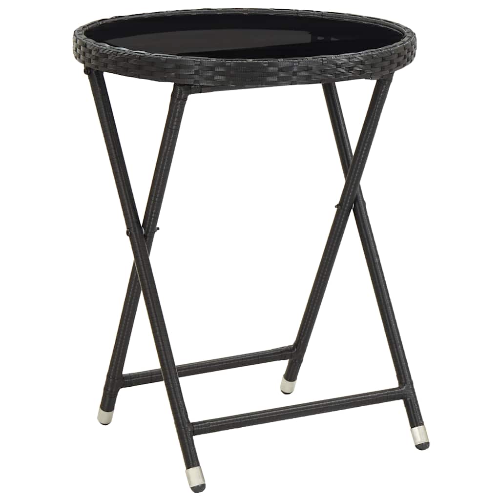 vidaXL 3-delige Bistroset poly rattan en glas grijs