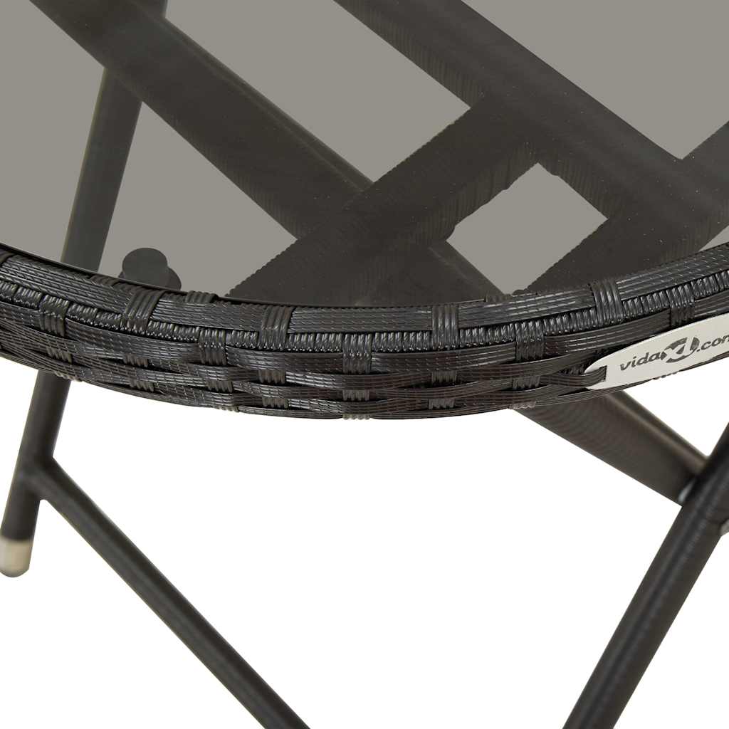 vidaXL 3-delige Bistroset poly rattan en glas grijs