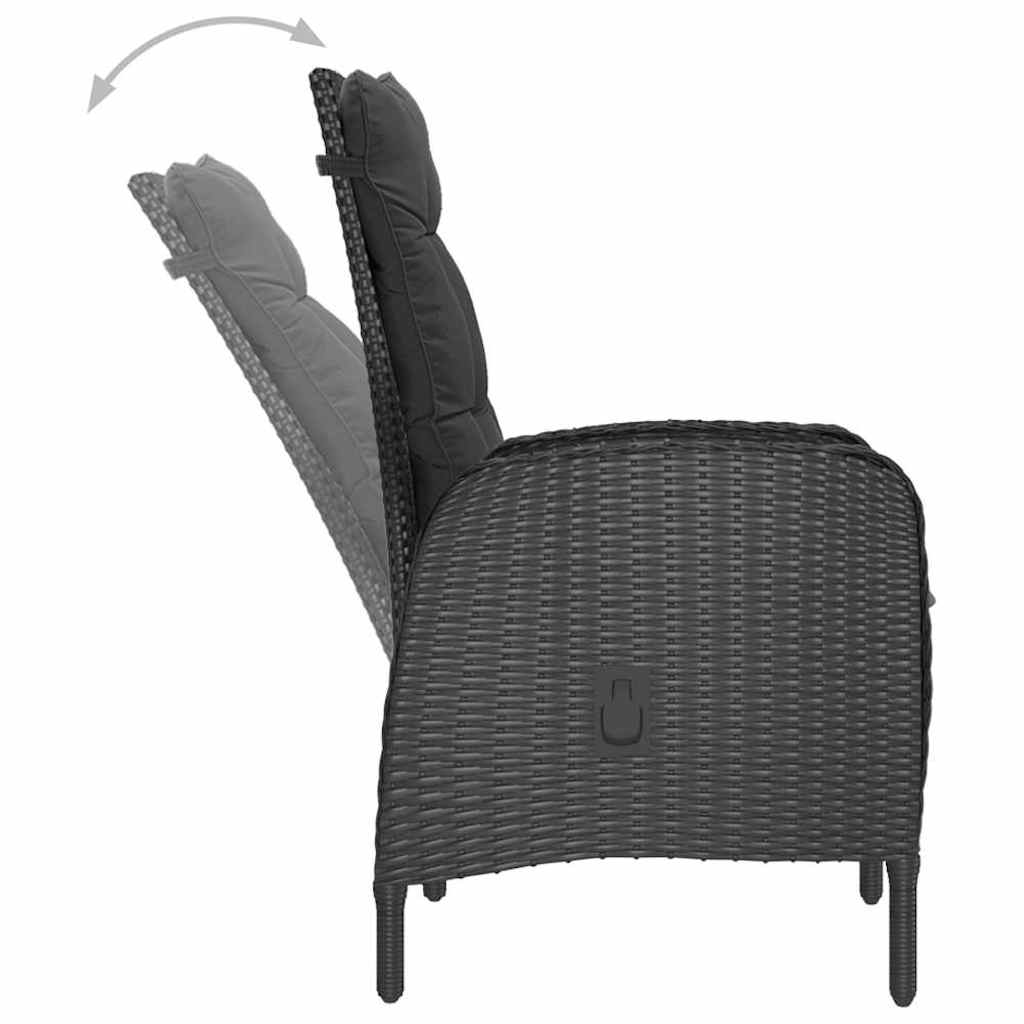 vidaXL 3-delige Bistroset poly rattan en glas grijs