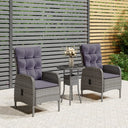 vidaXL 3-Piece Poly Rattan Bistro Set Grey