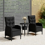 vidaXL 3-Piece Poly Rattan Bistro Set Grey