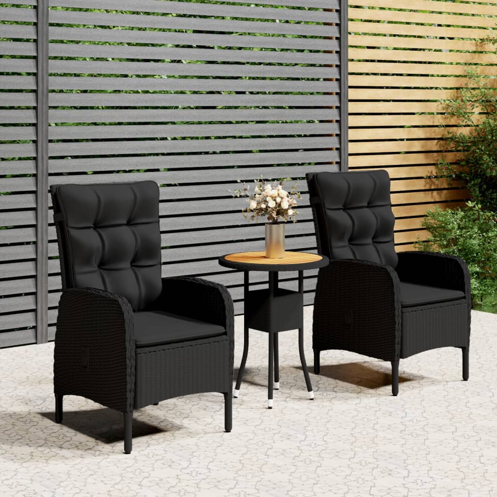 vidaXL 3-Piece Poly Rattan Bistro Set Grey