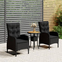 vidaXL 3-Piece Poly Rattan Bistro Set Grey