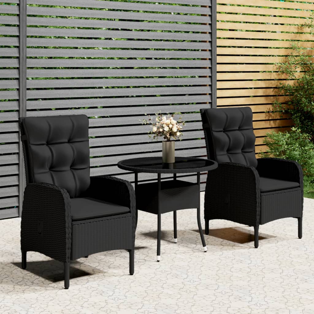 vidaXL 3-Piece Poly Rattan Bistro Set Grey