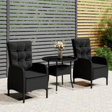 vidaXL 3-Piece Poly Rattan Bistro Set Grey