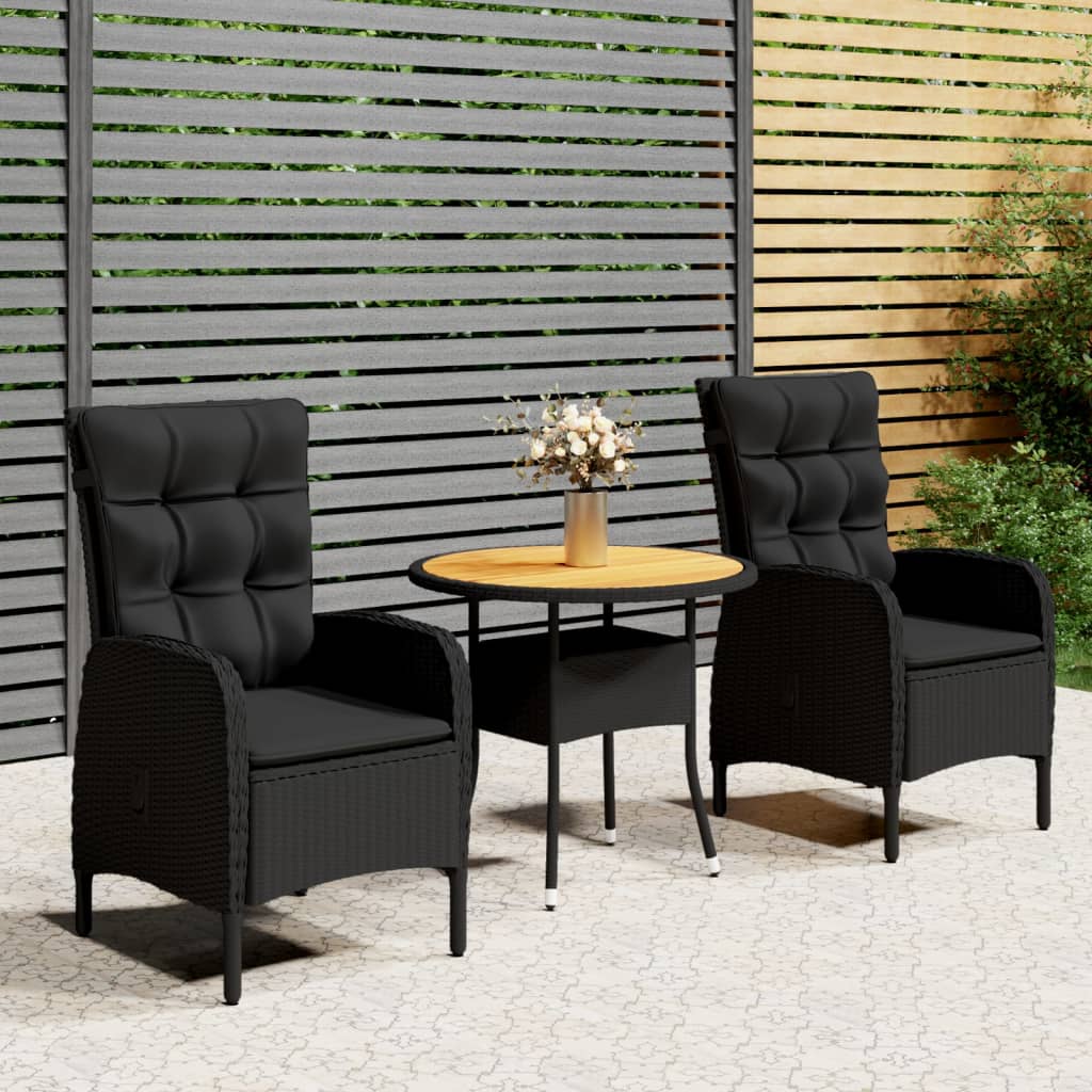 vidaXL 3-Piece Poly Rattan Bistro Set Grey
