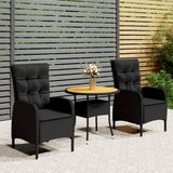 vidaXL 3-Piece Poly Rattan Bistro Set Grey