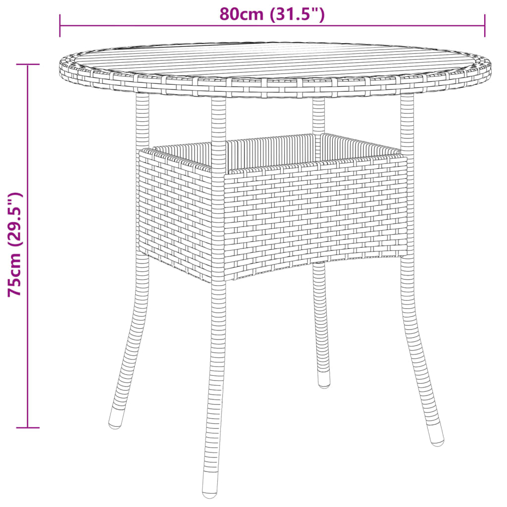 vidaXL 3-Piece Poly Rattan Bistro Set Grey