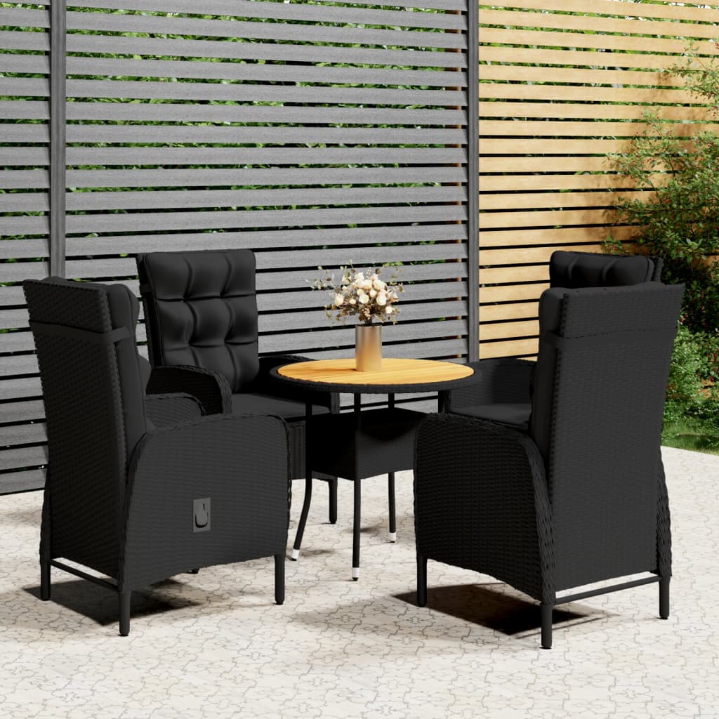 vidaXL 3-Piece Poly Rattan Bistro Set Grey