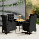 vidaXL 3-Piece Poly Rattan Bistro Set Grey