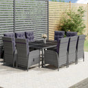 vidaXL 11-Piece Garden Dining Set Poly Rattan Grey