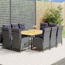 vidaXL 11-Piece Garden Dining Set Poly Rattan Grey