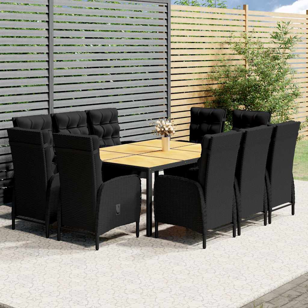 vidaXL 11-Piece Garden Dining Set Poly Rattan Grey