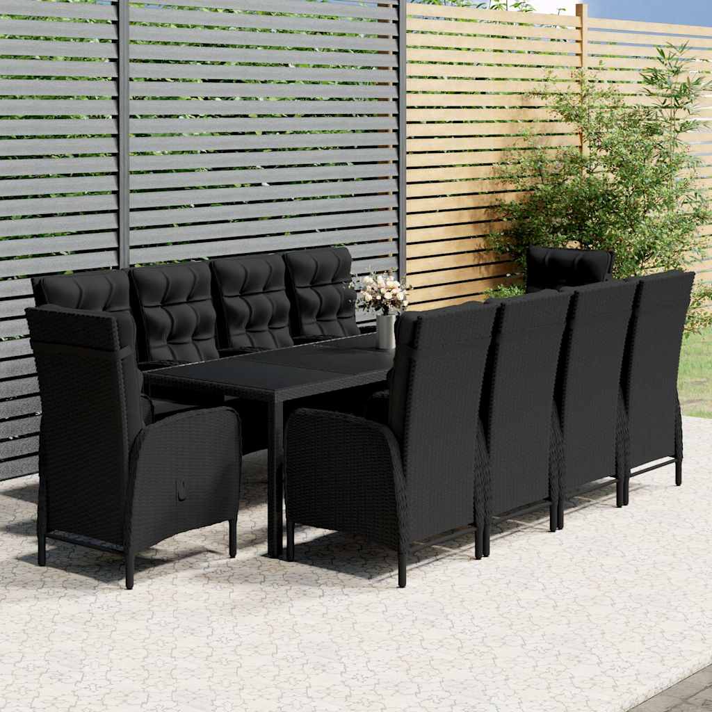 vidaXL 11-Piece Garden Dining Set Poly Rattan Grey