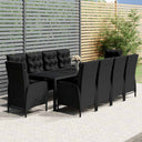 vidaXL 11-Piece Garden Dining Set Poly Rattan Grey