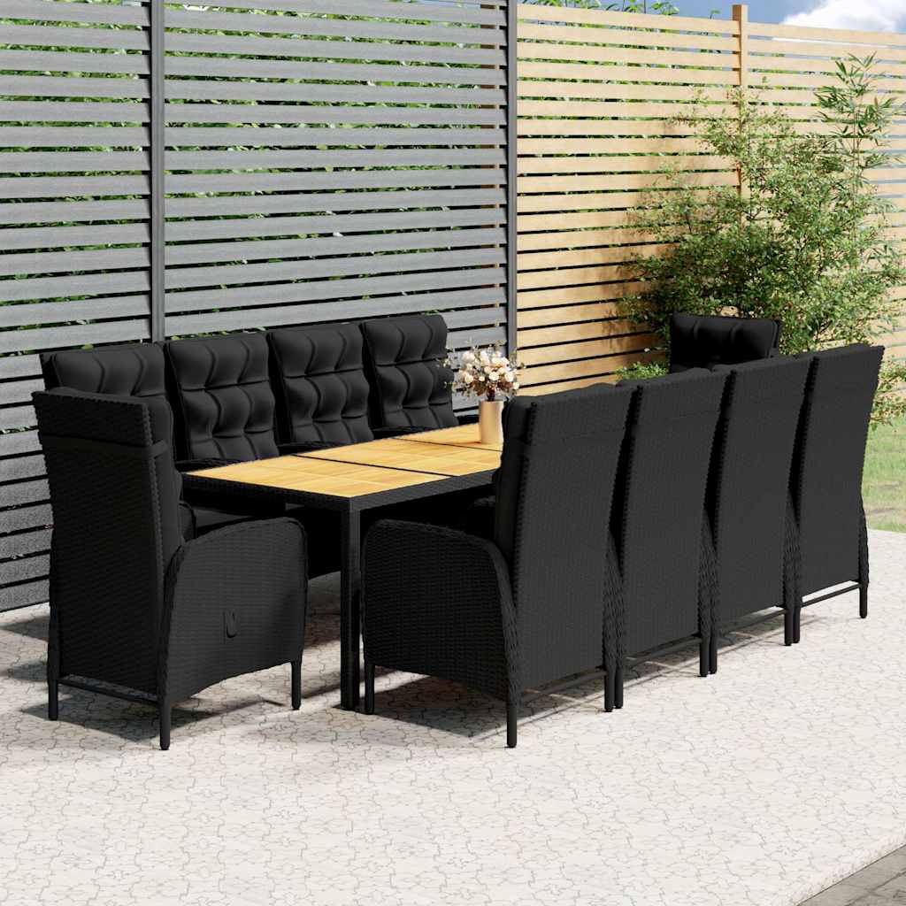 vidaXL 11-Piece Garden Dining Set Poly Rattan Grey