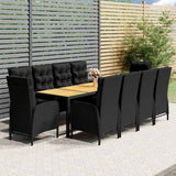 vidaXL 11-Piece Garden Dining Set Poly Rattan Grey
