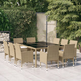 vidaXL 11-delige Tuinset poly rattan grijs
