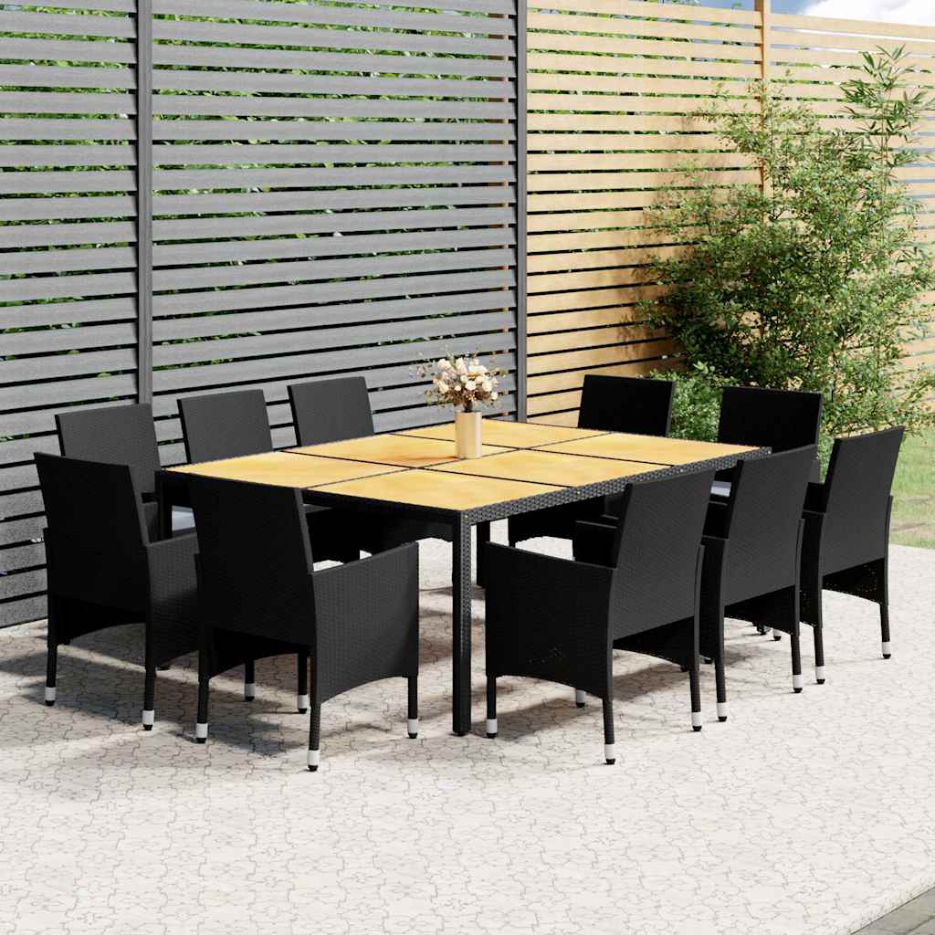 vidaXL 11-delige Tuinset poly rattan grijs