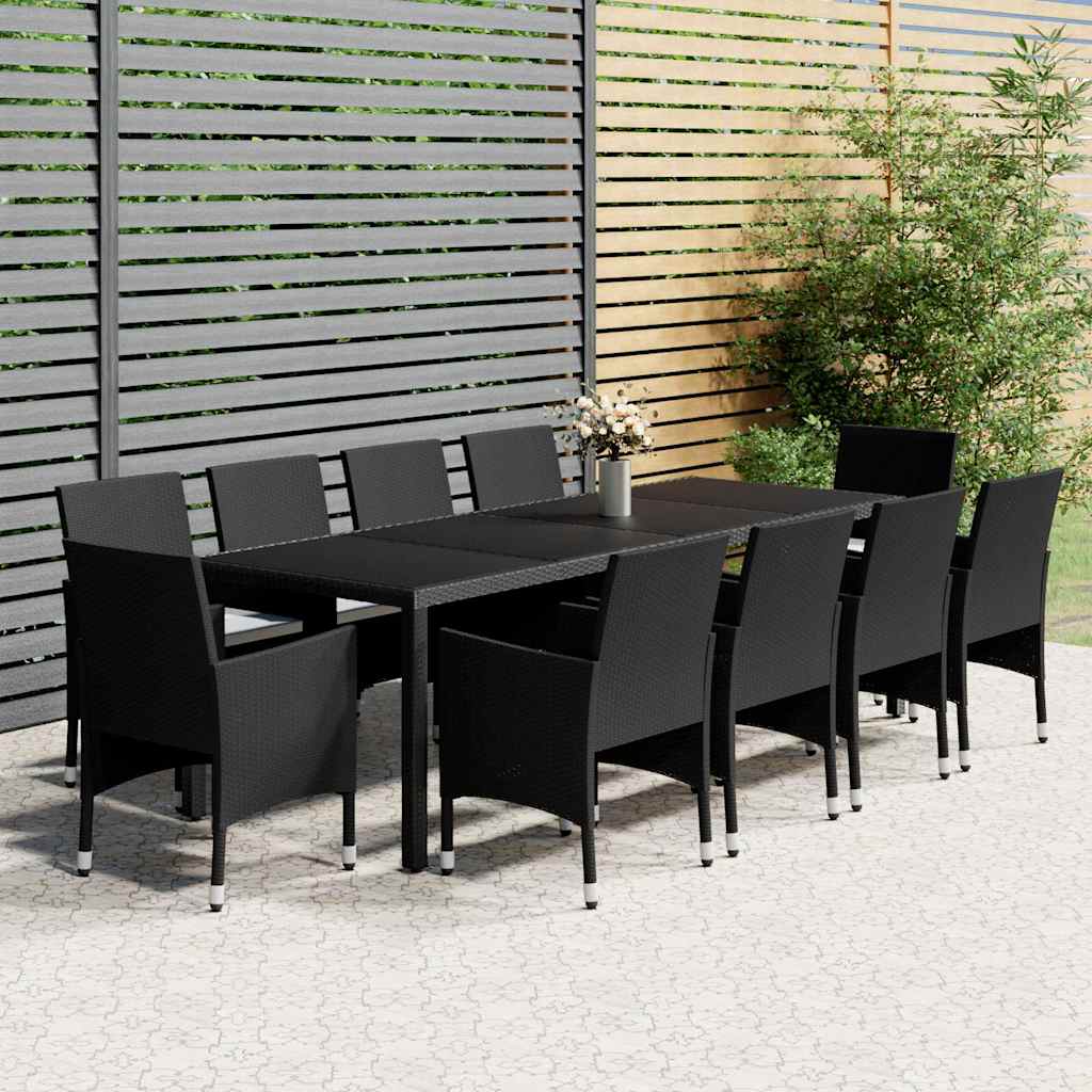 vidaXL 11-delige Tuinset poly rattan grijs